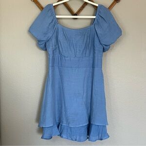 As U Wish Blue Puff Sleeve Dress size Large